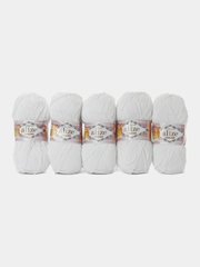 Пряжа Alize Cotton gold, 100гр, 330м, 55% хлопок, 45% акрил, ТУ 55 белый, 5 штук