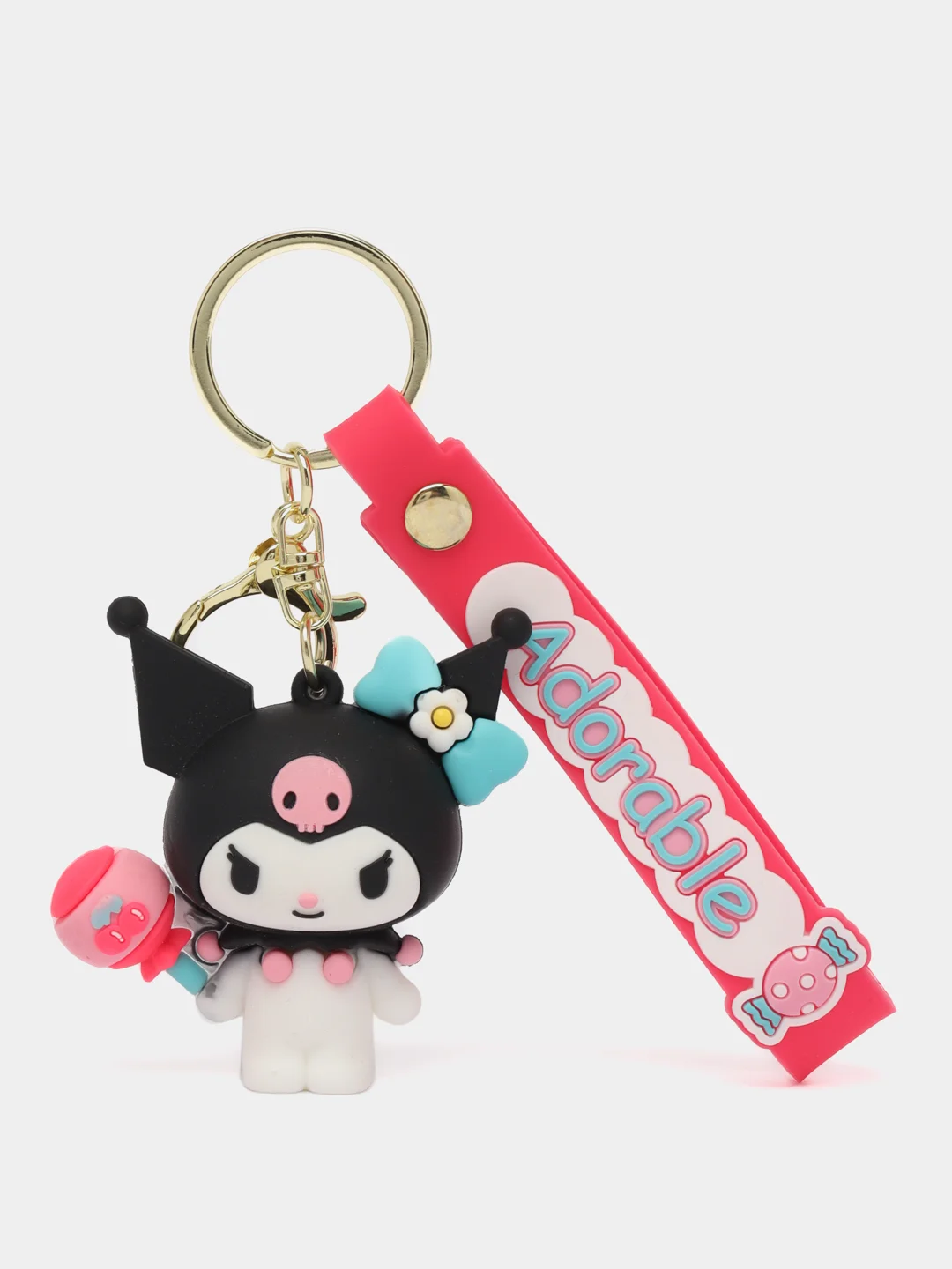 Черный брелок на ключи, рюкзак или сумку Hello kitty, Kuromi, Sanrio