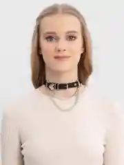 Черный чокер на шею кожаный с подвесками