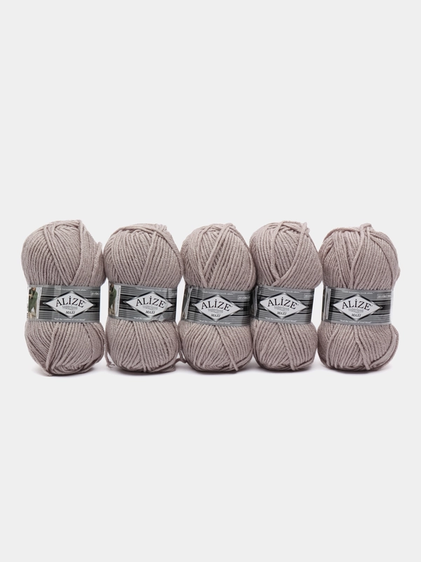 Пряжа Alize Superlana maxi, 100 г, 100 м, 75% акрил, 25% шерсть, ТУ 652 пепельный, 5 штук