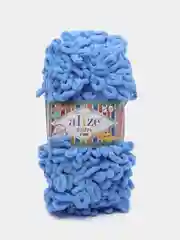 Пряжа Alize Puffy Fine, 100г, 14м, 100% микрополиэстер, 112 голубой, 5 штук