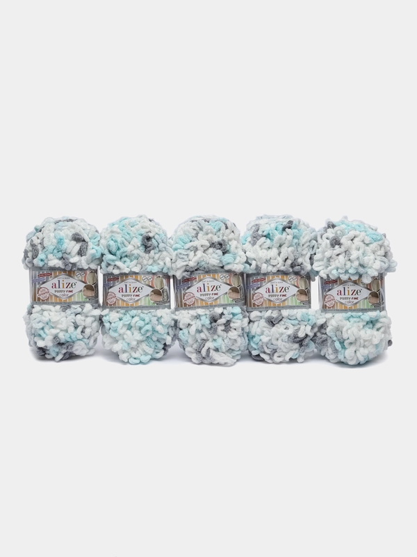 Пряжа Alize Puffy Fine Color, 100г, 14,5м, 100% микрополиэстер, 5939 секционный, 5 штук