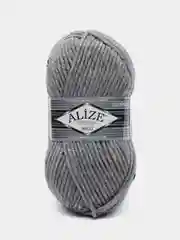 Пряжа Alize Superlana maxi, 100 г, 100 м, 75% акрил, 25%шерсть, ТУ 21 серый меланж