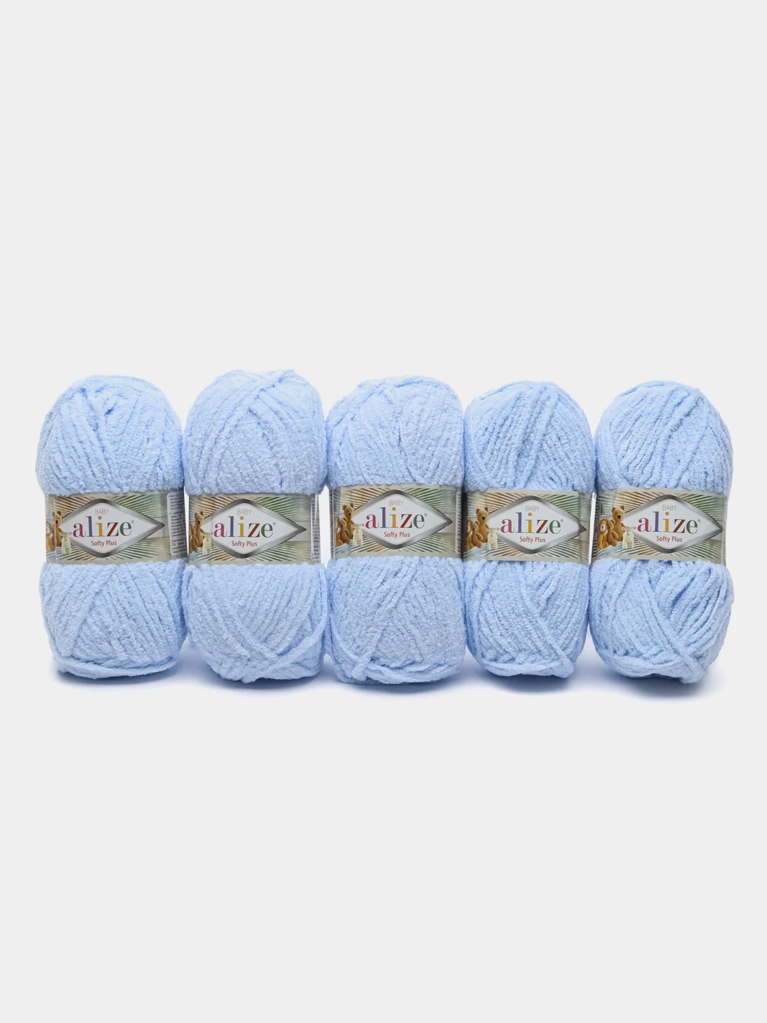 Пряжа Alize Softy Plus, 100г, 120м, 100% микрополиэстер, 183 светло-голубой, 5 штук