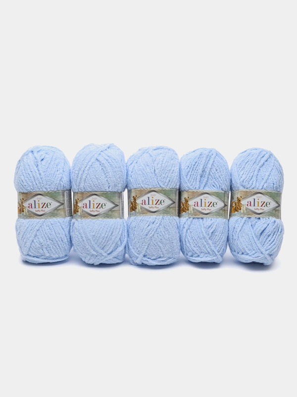 Пряжа Alize Softy Plus, 100г, 120м, 100% микрополиэстер, 183 светло-голубой, 5 штук