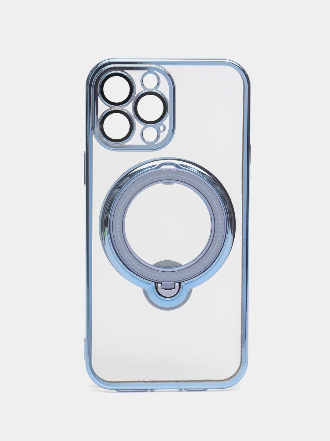 Синий чехол MagSafe (Магсейф) для айфон iPhone 11 12 13 14 Pro Max с кольцом защитой камеры