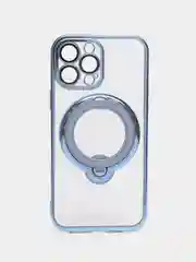 Синий чехол MagSafe (Магсейф) для айфон iPhone 11 12 13 14 Pro Max с кольцом защитой камеры