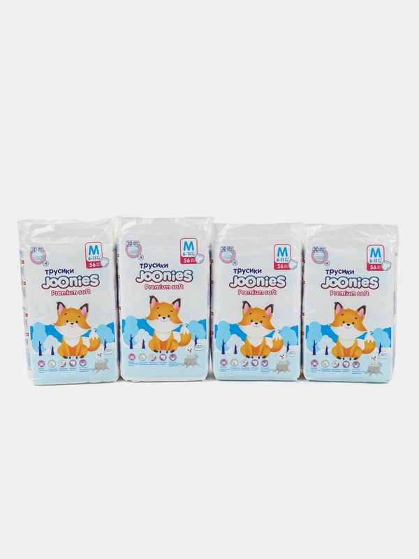JOONIES Premium Soft (комплект 4 упаковки)трусики М 6-11кг 56 штук