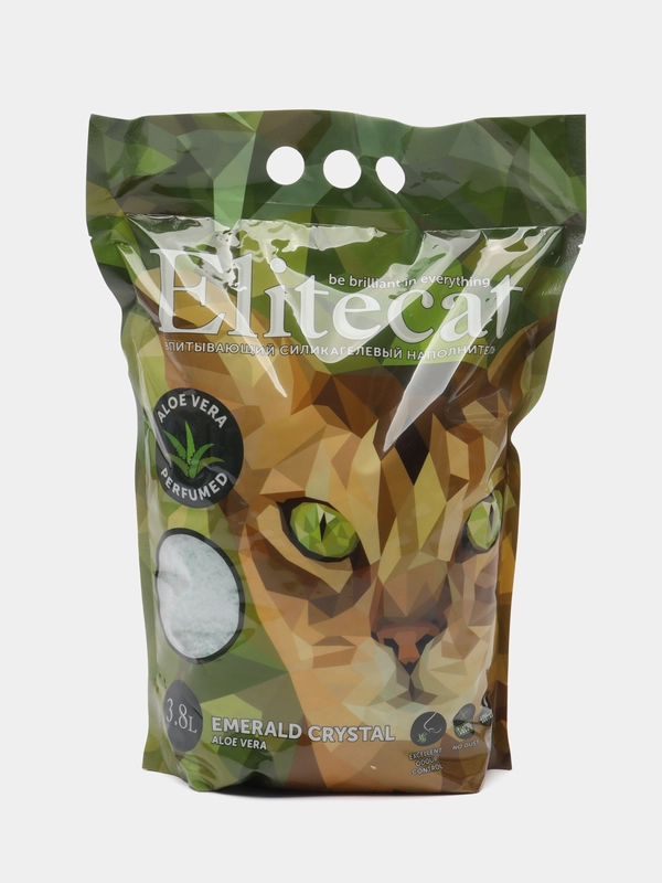 Наполнитель впитывающий ELITECAT "Emerald Crystal Aloe Vera", силикагель, 3.8л