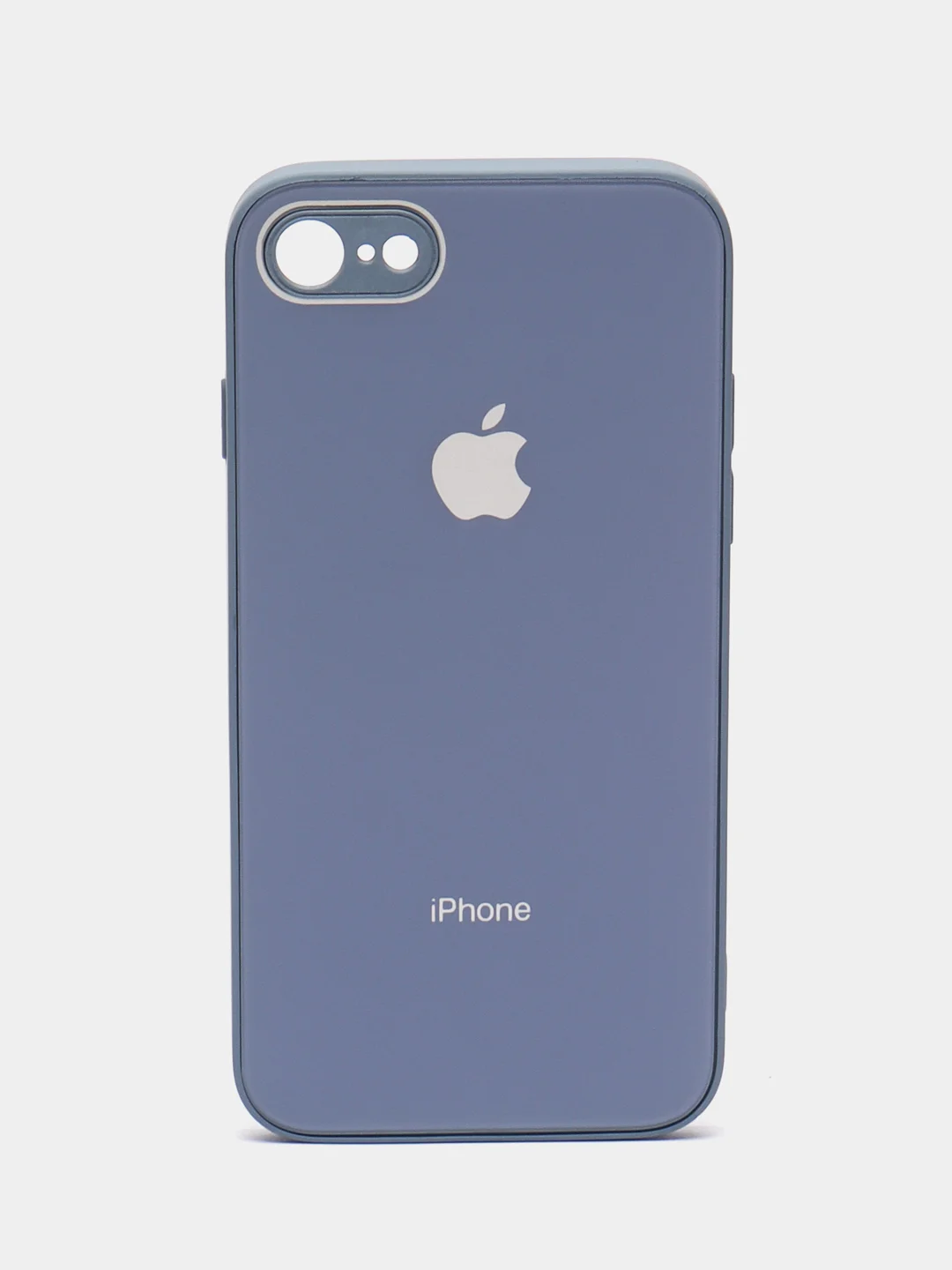Небесно-голубой чехол для iPhone 7, iPhone 8, iPhone SE, со стеклянной панелью и защитой камеры