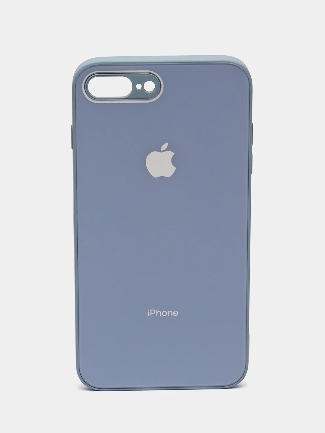 Небесно-голубой чехол для iPhone 7 plus, iPhone 8 plus, со стеклянной панелью и защитой камеры