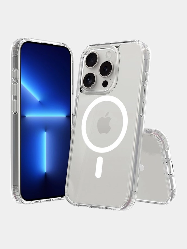 Чехол MagSafe iPhone, Айфон 11, 14, 15 Plus, Плюс, прозрачный, магсейф