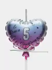 Свечи для торта Цифра Воздушное сердце,  (свечи 8 см, сердце 5*13 см)