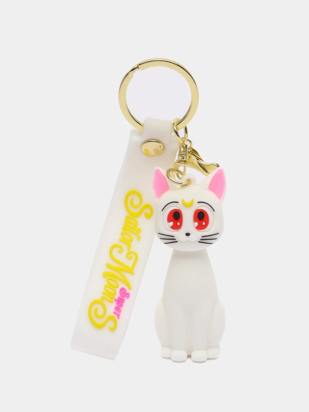 Белый брелок на ключи, рюкзак или сумку Кот Sailor Moon, Мадагаскар, Винни Пух