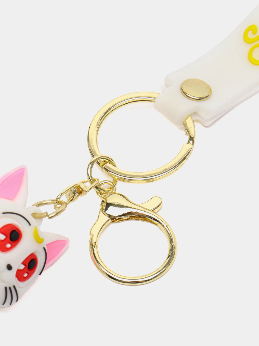 Белый брелок на ключи, рюкзак или сумку Кот Sailor Moon, Мадагаскар, Винни Пух