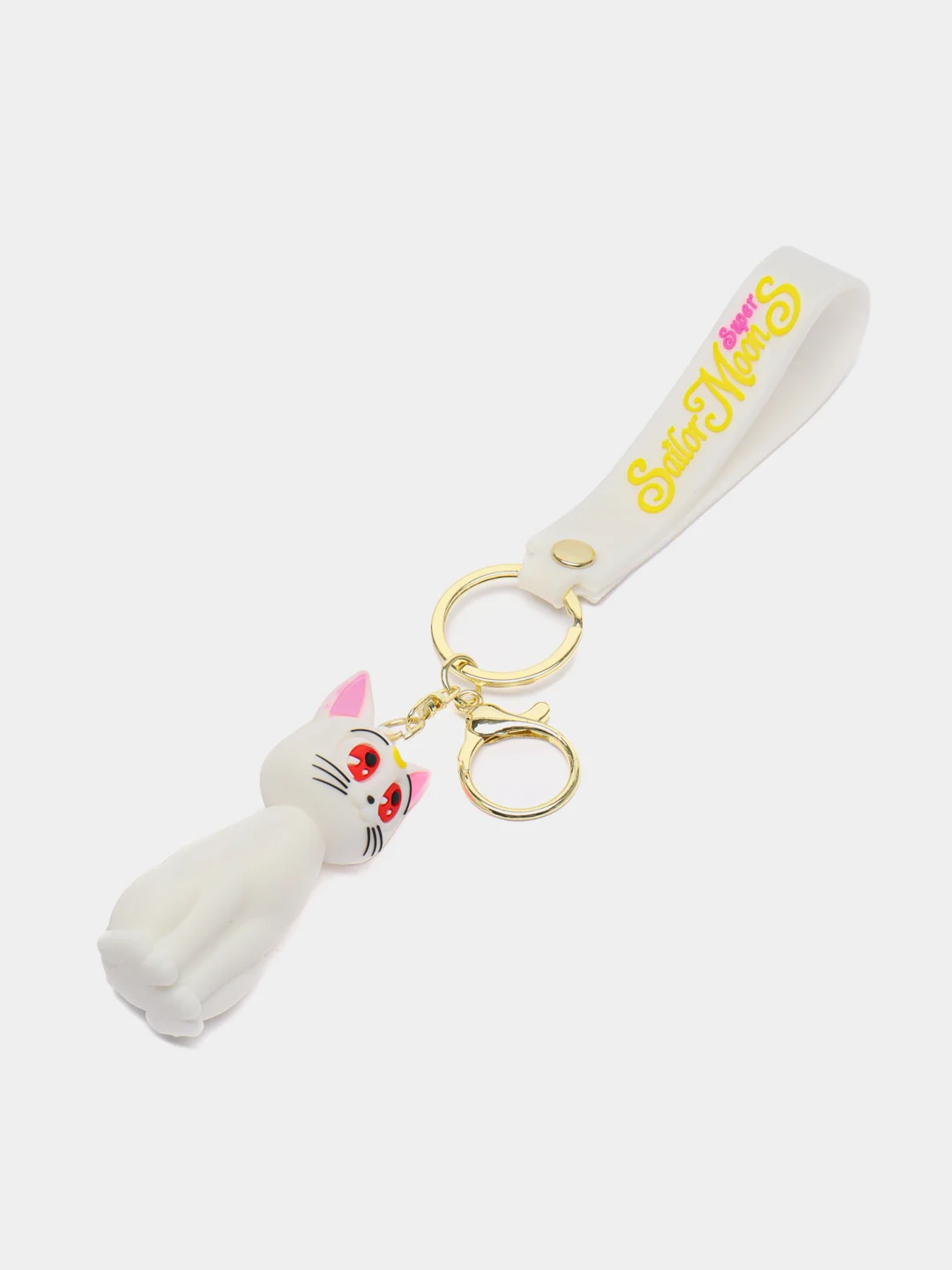 Белый брелок на ключи, рюкзак или сумку Кот Sailor Moon, Мадагаскар, Винни Пух