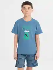 Синий детский комплект для мальчика: футболка и шорты, хлопок, 6-10 лет
