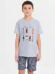 Серый детский комплект для мальчика: футболка и шорты, хлопок, 6-10 лет