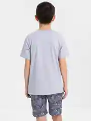 Серый детский комплект для мальчика: футболка и шорты, хлопок, 6-10 лет