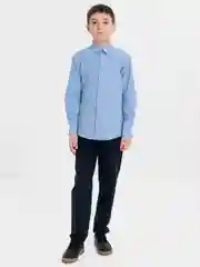 Небесно-голубой школьная Рубашка приталенная