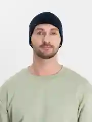 Синий меланж мужская шапка на флисе