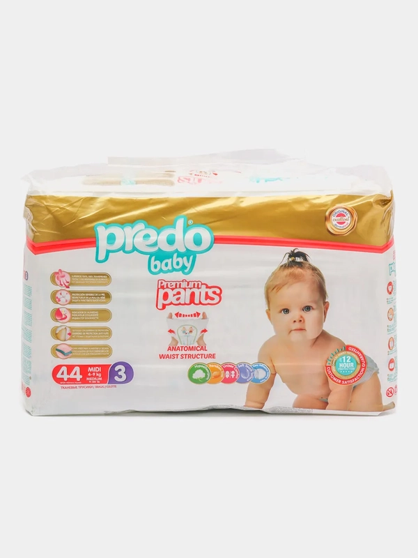Подгузники-трусики для детей Predo Baby 3, от 4 до 9 кг, 44 штуки