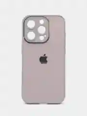 Бежевый меланж чехол для iPhone 15, 15 Pro, 15 Pro Max, со стеклянной панелью и защитой камеры