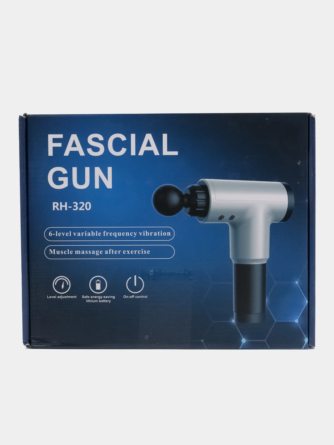 Синий мышечный массажер для тела Fascial Gun, ударный, перкуссионный
