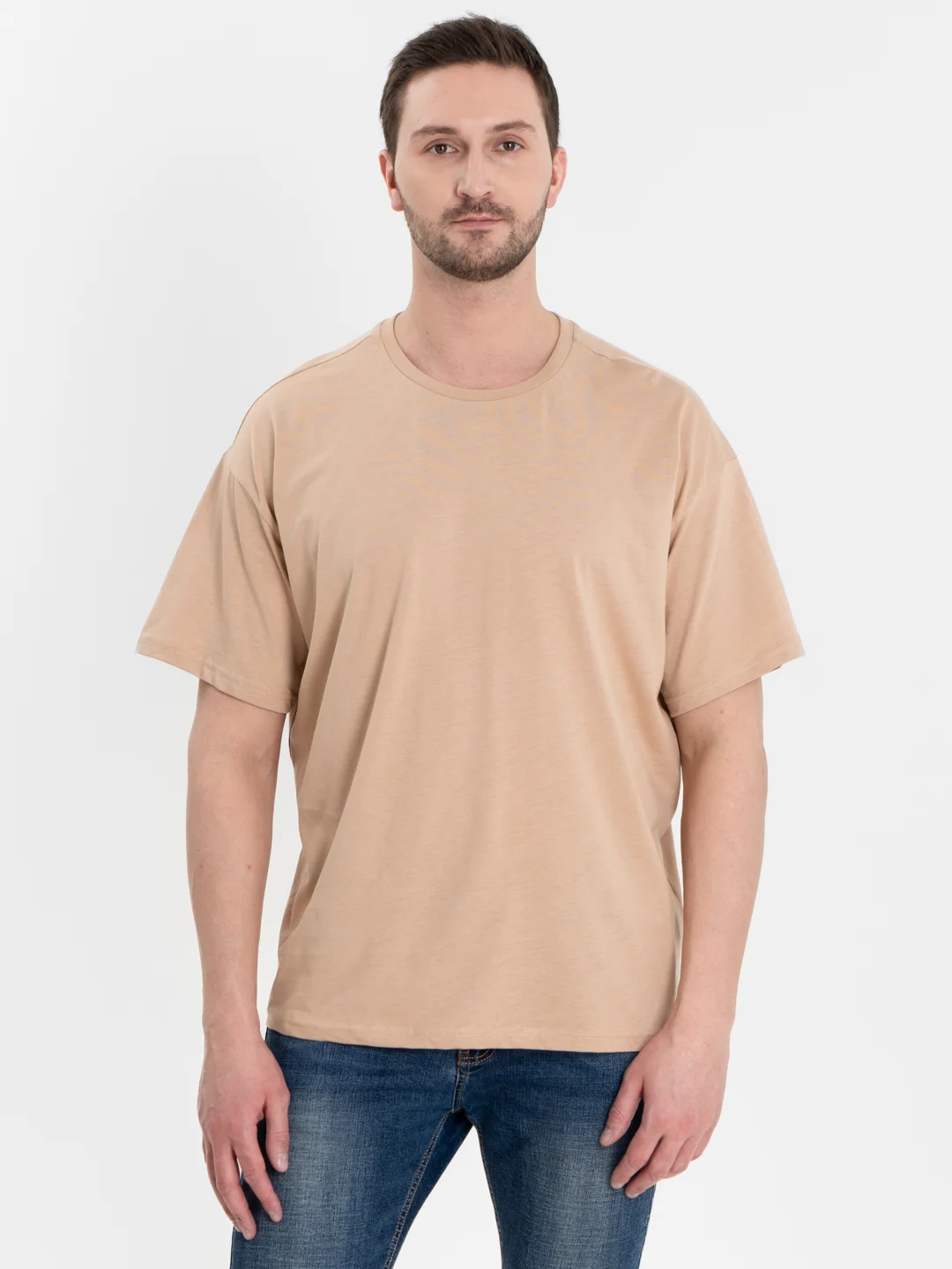 Бежевый футболка Oversize