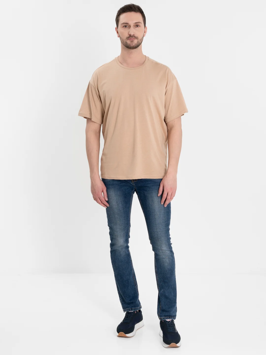 Бежевый футболка Oversize