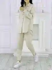 Молочный костюм женский, экозамша