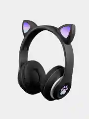 Зеленый наушники беспроводные/проводные детские, Bluetooth, с кошачьими светящимися ушками