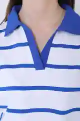 Синий футболка поло, оверсайз, в полоску