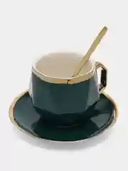 Зеленый чашка с блюдцем в подарочной упаковке
