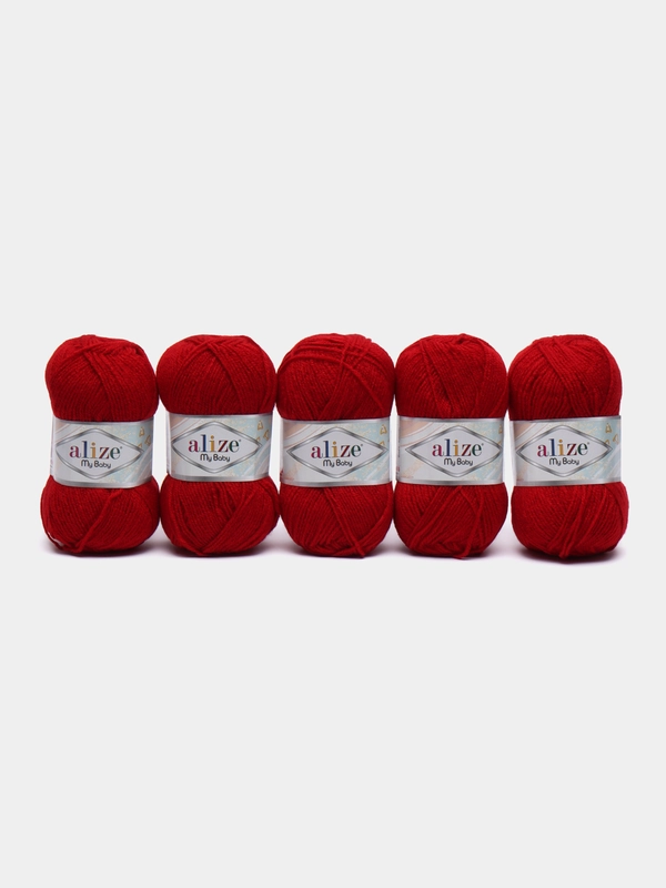 Пряжа Alize My baby, 50 г, 150 м, 100% акрил, 106 темно-красный, 5 штук