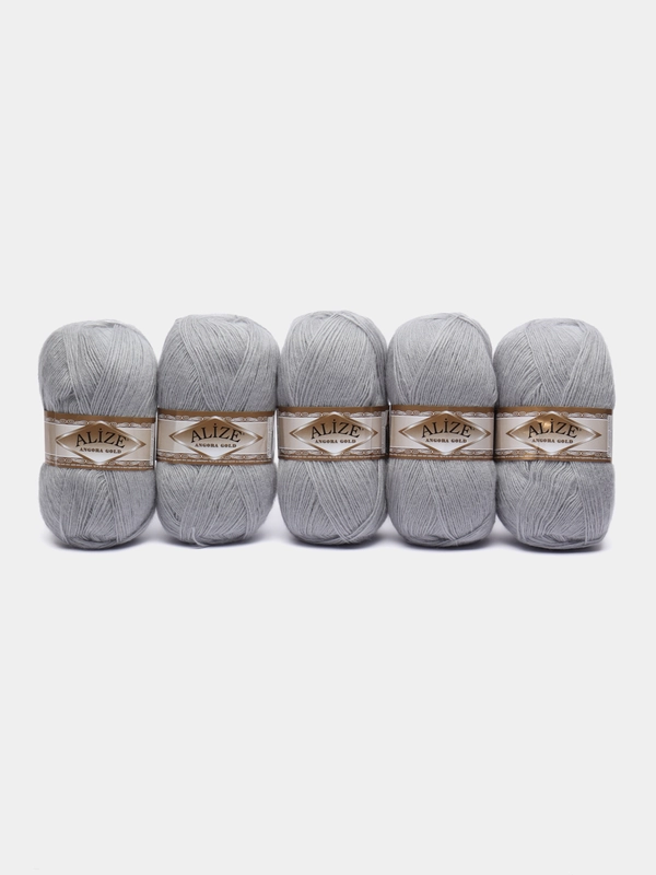 Пряжа Alize Angora Gold 100гр. 550м, ТУ 21 светло-серый, 5 штук