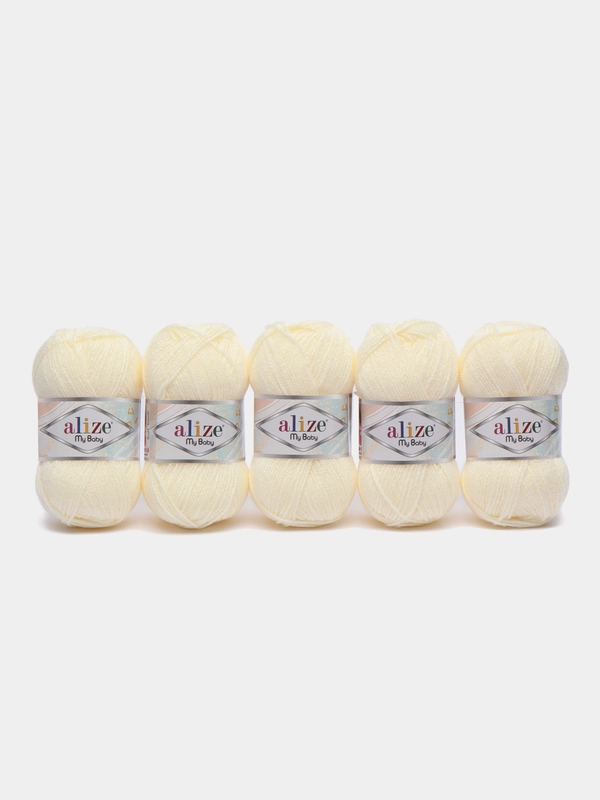 Пряжа Alize My baby, 50 г, 150 м, 100% акрил, 62 молочный, 5 штук