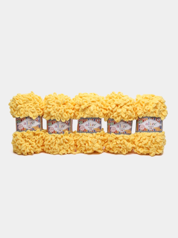 Пряжа Alize Puffy Fine, 100 г, 14 м, 100% микрополиэстер, 113 желтый, 5 штук