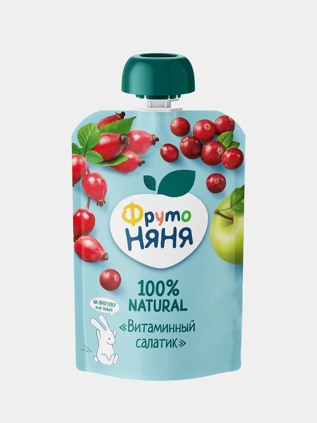 Пюре ягодное ФрутоНяня "Витаминный салатик", из шиповника, с 6 месяцев, 12 штук по 90 г