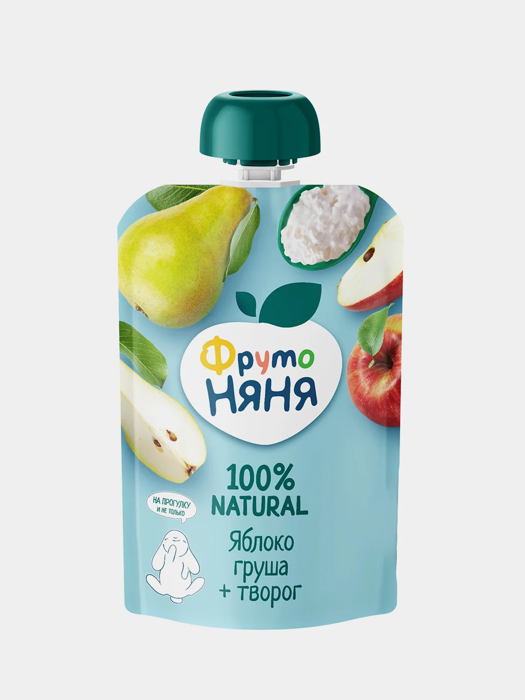 Пюре фруктовое ФрутоНяня, яблоко, груша и творог, с 6 месяцев, 90 г, 12 штук