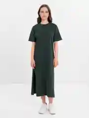 Тёмно-зелёный платье женское однотонное, длинное