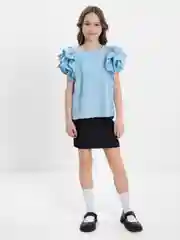 Голубой блузка для девочки, праздничная, нарядная,школьная