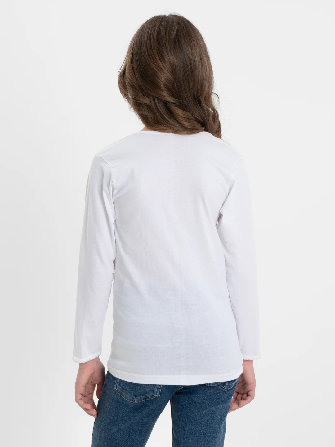Белый футболка детская для девочек DANNI Long Sleeve, от 1 года до 12 лет