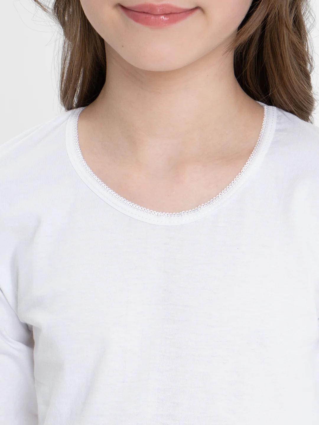 Белый футболка детская для девочек DANNI Long Sleeve, от 1 года до 12 лет