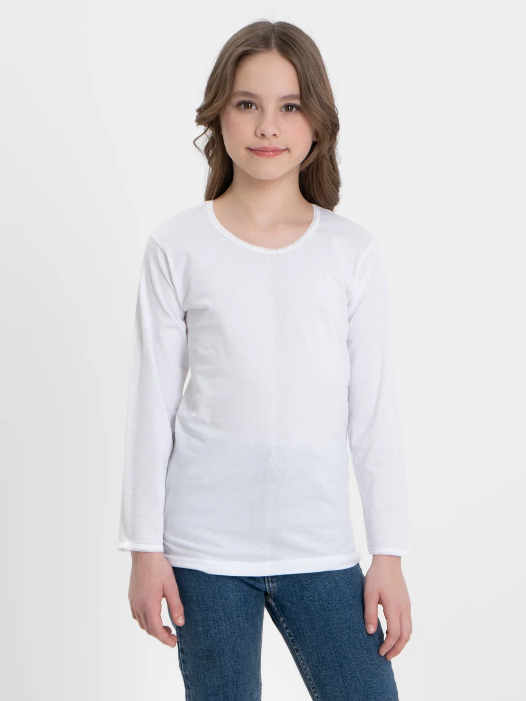 Белый футболка детская для девочек DANNI Long Sleeve, от 1 года до 12 лет