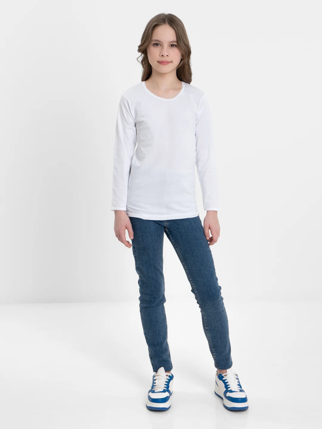 Белый футболка детская для девочек DANNI Long Sleeve, от 1 года до 12 лет