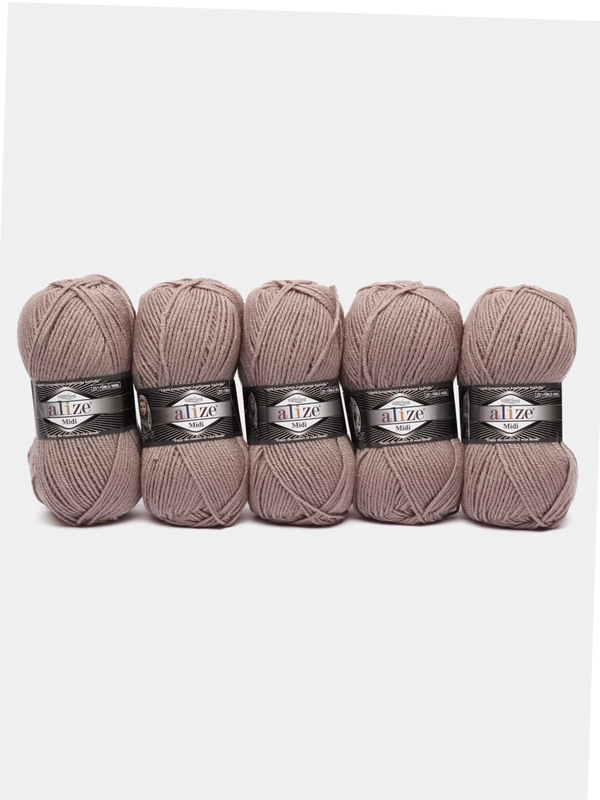 Пряжа Alize Superlana Midi, 100гр, 170м, 25% Шерсть - 75% Aкрил, 541 норка, 5 штук