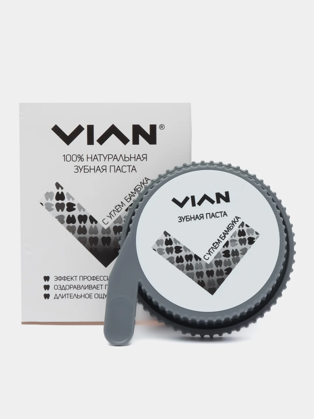 Зубная паста твердая натуральная профессиональная VIAN виан концентрированная с углем бамб