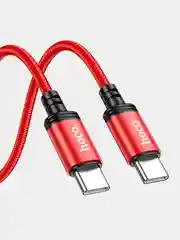 Красный кабель Hoco для Android Type-C, на Type-C Hoco X89, чёрный, PD 60W 3A для быстрой зарядки