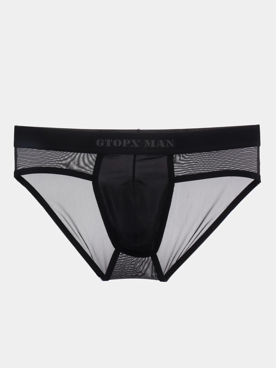 Черный мужские трусы брифы сетчатые Gtopx man
